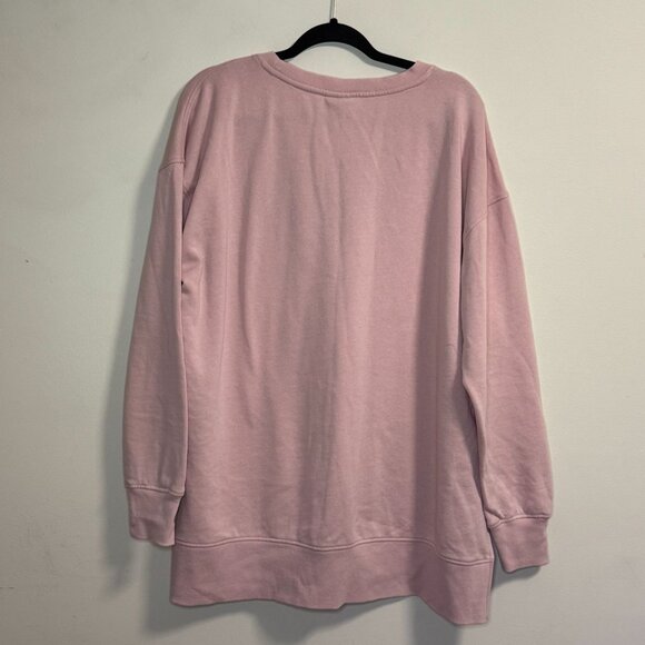 Jadelynn Brooke Embroidered "Amen" Sweatshirt XL Pink Crewneck High-Low Hem - Picture 3 of 6